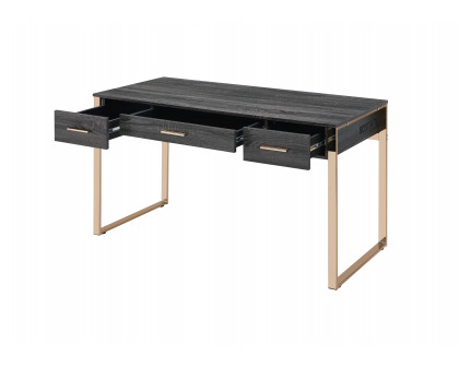 ACME - Perle Vanity Desk with Usb (Same 92715) in Champagne Gold/Black