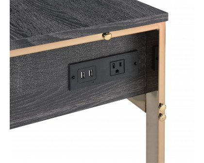 ACME - Perle Vanity Desk with Usb (Same 92715) in Champagne Gold/Black