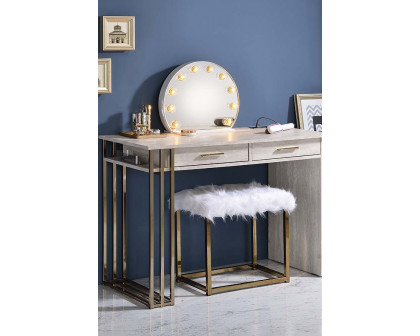 ACME - Tyeid Vanity Desk with Usb (Same 92935) in Antique White/Gold