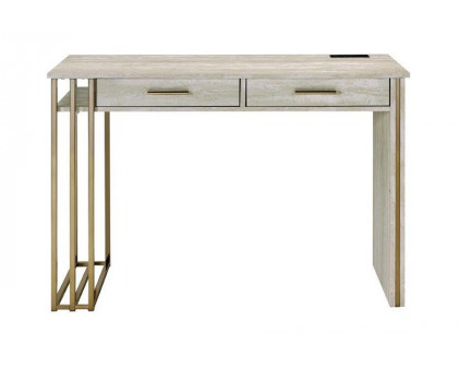 ACME - Tyeid Vanity Desk with Usb (Same 92935) in Antique White/Gold