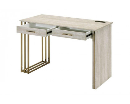 ACME - Tyeid Vanity Desk with Usb (Same 92935) in Antique White/Gold