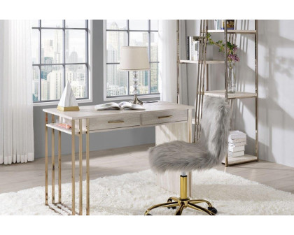 ACME - Tyeid Vanity Desk with Usb (Same 92935) in Antique White/Gold