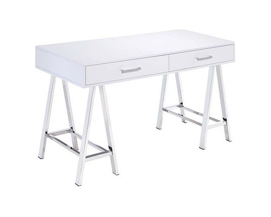 ACME - Coleen Vanity Desk (Same 92229) in White High Gloss/Chrome