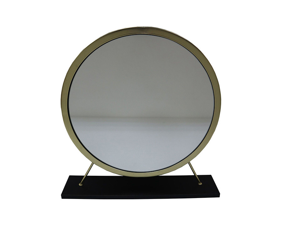 ACME Adao Vanity Mirror and Stool - Black and Brass Finish