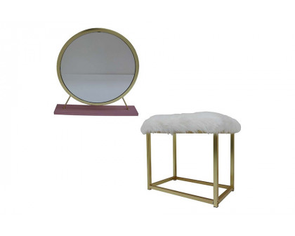 ACME - Adao Vanity Mirror and Stool (qb13394453)