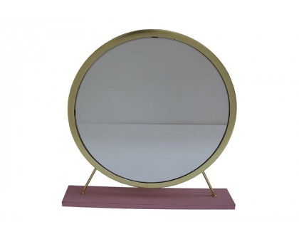 ACME Adao Vanity Mirror and Stool - Pink and Gold Finish