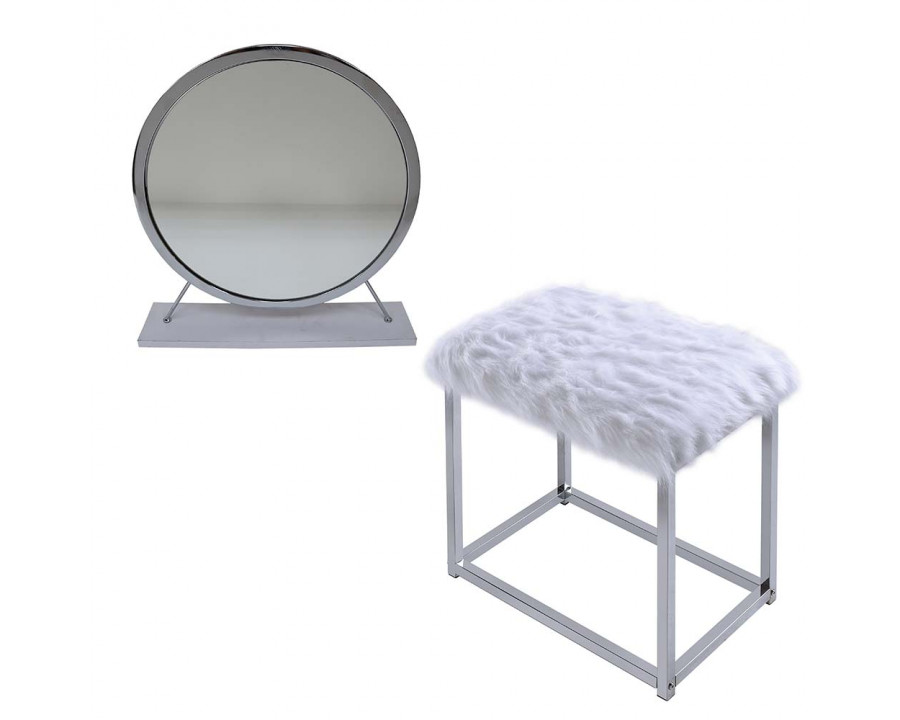 ACME - Adao Vanity Mirror and Stool (qb13394453)