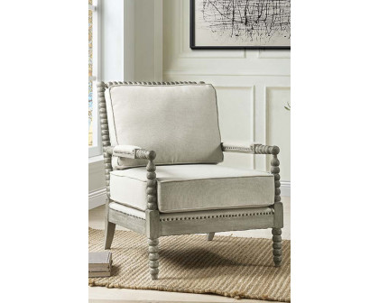 ACME Saraid Accent Chair - Beige Linen and Gray Oak Finish