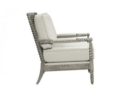 ACME Saraid Accent Chair - Beige Linen and Gray Oak Finish