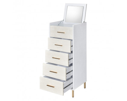 ACME Myles Jewelry Armoire - White/Champagne/Gold