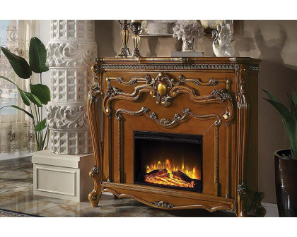 ACME Picardy Fireplace - Honey Oak Finish