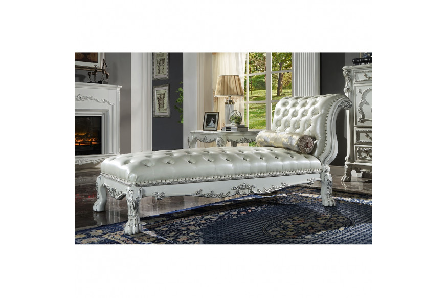 ACME™ Dresden Chaise with Pillow - Synthetic/Bone White