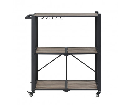 ACME - Zudora Folding Serving Cart in Antique Oak/Black