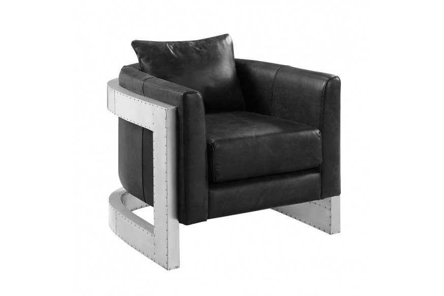 ACME™ Betla Accent Chair - Black/Aluminum