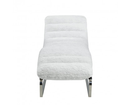 ACME™ Qortini Chaise - White Teddy Sherpa/Stainless Steel