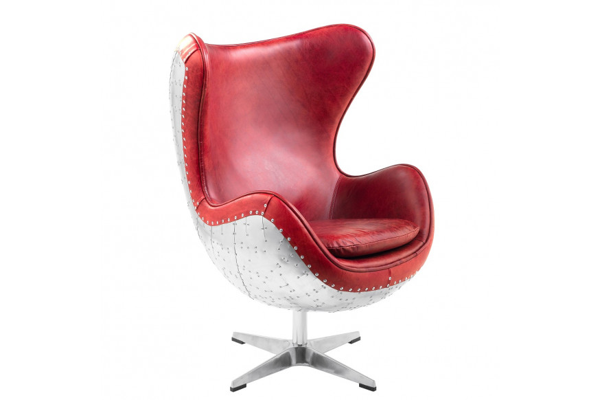 ACME™ Brancaster Accent Chair with Swivel - Red/Aluminum