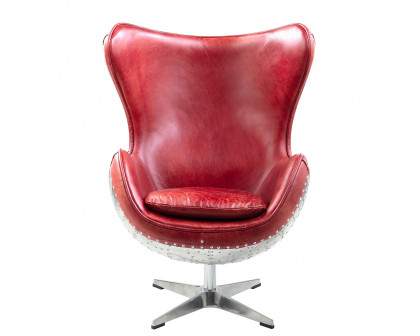 ACME™ Brancaster Accent Chair with Swivel - Red/Aluminum