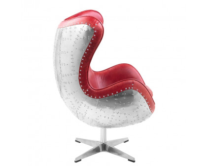 ACME™ Brancaster Accent Chair with Swivel - Red/Aluminum