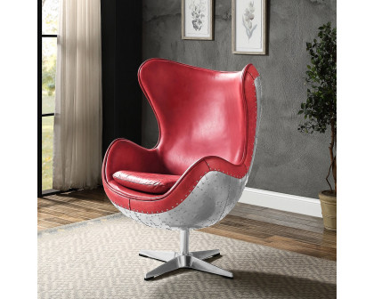 ACME™ Brancaster Accent Chair with Swivel - Red/Aluminum