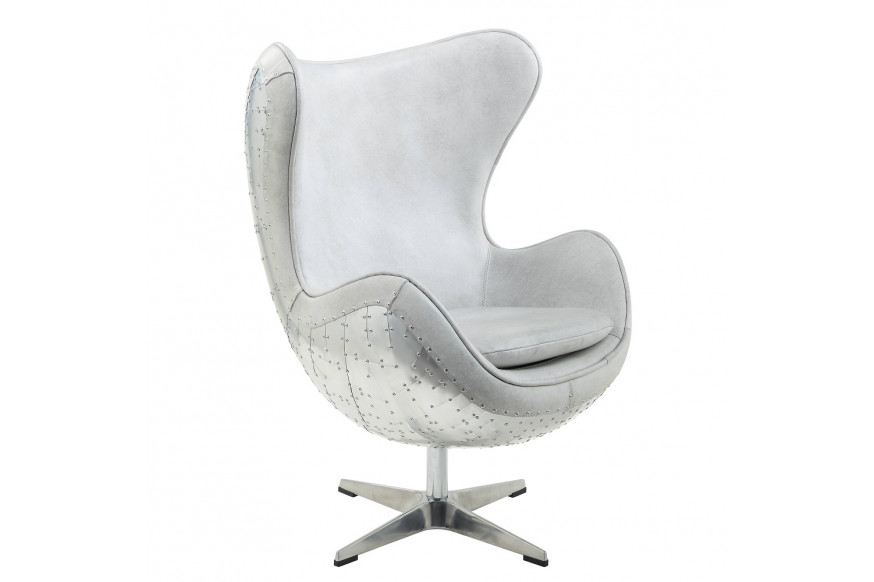 ACME™ Brancaster Accent Chair with Swivel - Vintage White/Aluminum