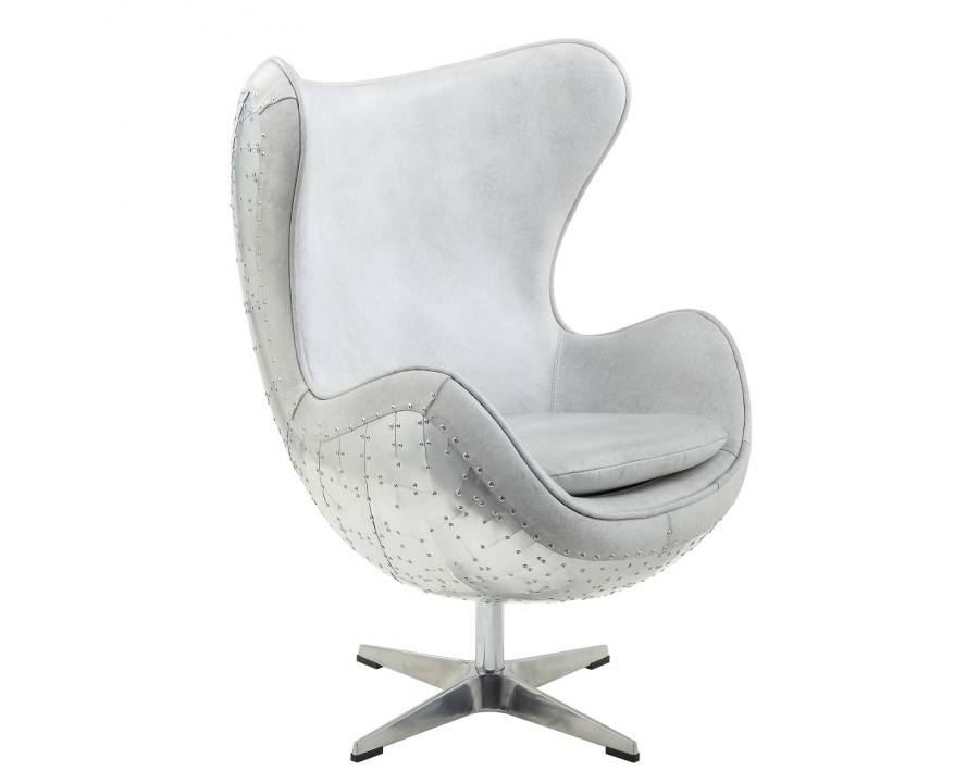 ACME Brancaster Accent Chair with Swivel - Vintage White/Aluminum