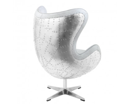 ACME™ Brancaster Accent Chair with Swivel - Vintage White/Aluminum