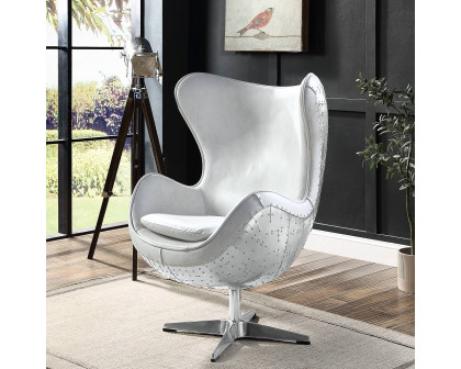 ACME™ Brancaster Accent Chair with Swivel - Vintage White/Aluminum