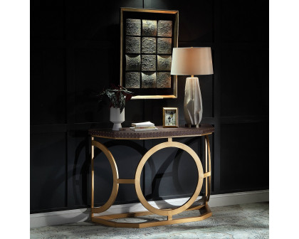 ACME - Solara Console Table in Brown/Gold