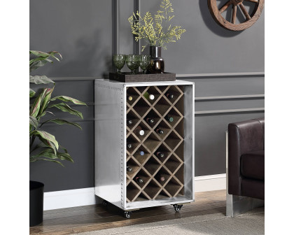 ACME - Raini Wine Cabinet in Aluminum