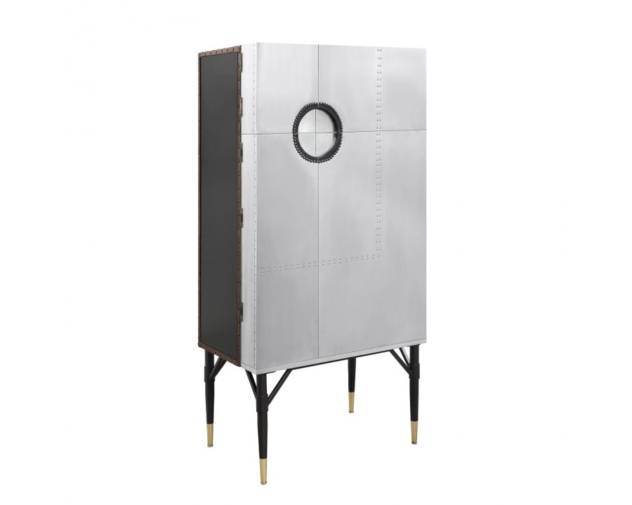 ACME - Yoela Wine Cabinet in Aluminum