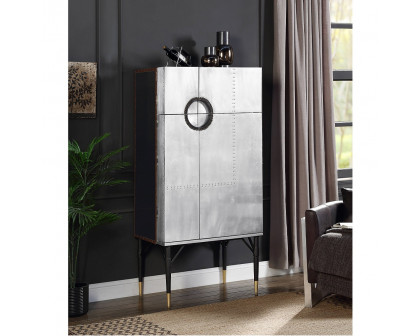 ACME - Yoela Wine Cabinet in Aluminum