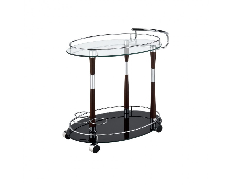 ACME - Vorsila Serving Cart in Clear Glass/Chrome