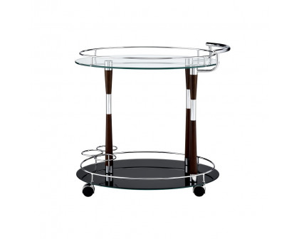 ACME - Vorsila Serving Cart in Clear Glass/Chrome