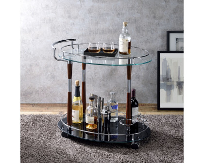 ACME - Vorsila Serving Cart in Clear Glass/Chrome