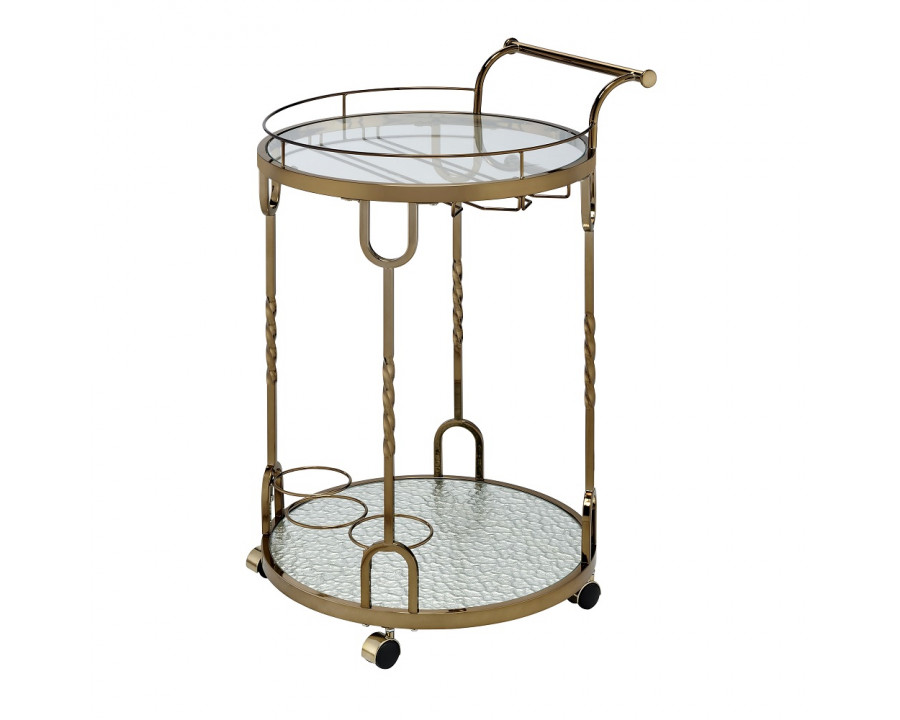 ACME - Vikki Serving Cart in Mirrored/Champagne Gold