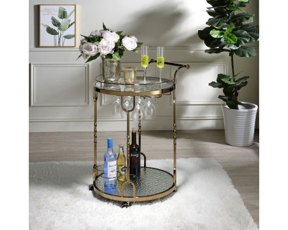 ACME - Vikki Serving Cart in Mirrored/Champagne Gold