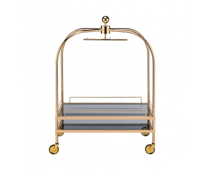 ACME - Bryna Serving Cart in Smoked Glass/Gold