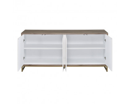 ACME - Paavan Console Cabinet in White Marble Print Oak/Champagne