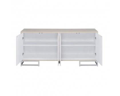 ACME Panos Console Cabinet - White Marble Print/Chrome