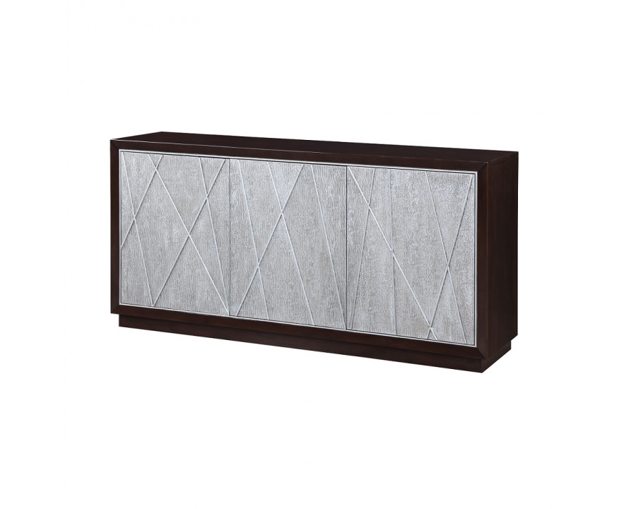 ACME - Geranio Console Cabinet in Metallic Silver/Walnut