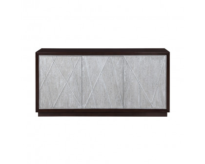 ACME - Geranio Console Cabinet in Metallic Silver/Walnut