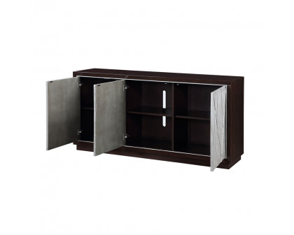 ACME - Geranio Console Cabinet in Metallic Silver/Walnut