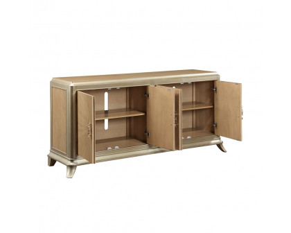 ACME - Dodie Console Cabinet in Natural Oak Sunburst Pattern/Taupe Champaign