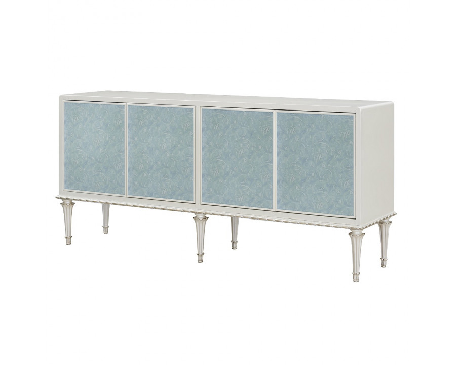 ACME - Ansaldo Console Cabinet in Pearl White/Silver Shimmer