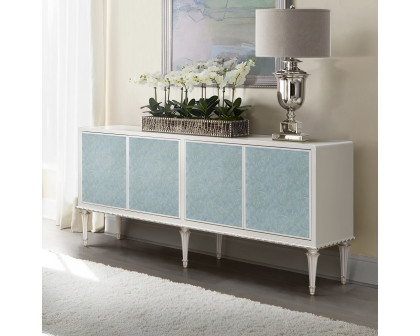 ACME - Ansaldo Console Cabinet in Pearl White/Silver Shimmer