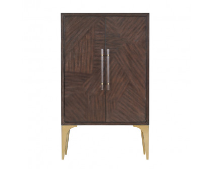 ACME™ Andy Bar Cabinet - Brushed Brown Oak/Champagne