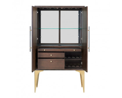 ACME™ Andy Bar Cabinet - Brushed Brown Oak/Champagne