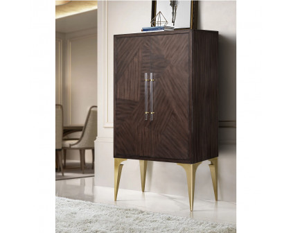 ACME™ Andy Bar Cabinet - Brushed Brown Oak/Champagne