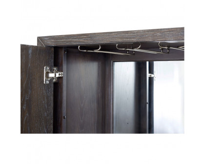 ACME™ Andra Bar Cabinet - Hand Brushed Gray Oak/Chrome