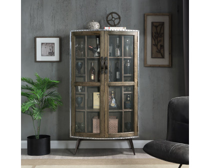 ACME - Brancaster Cabinet in Oak/Aluminum (AC02587)